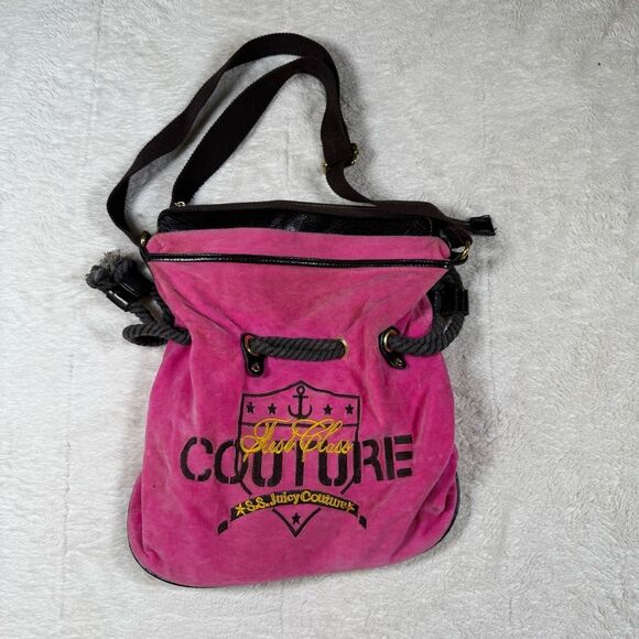 Vintage Y2K Juicy Couture SS First Class Terry Cloth Shoulder Bag Purse - Picture 1 of 7